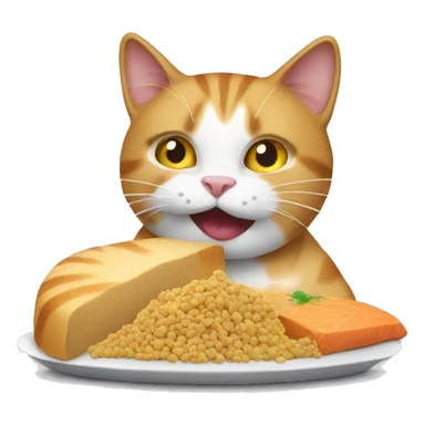 Cat eating food sticker
