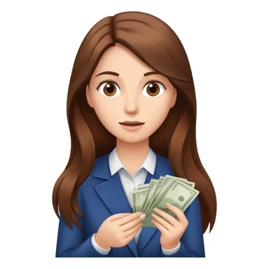 Femme au cheveux long et châtain qui compte des billets  sticker