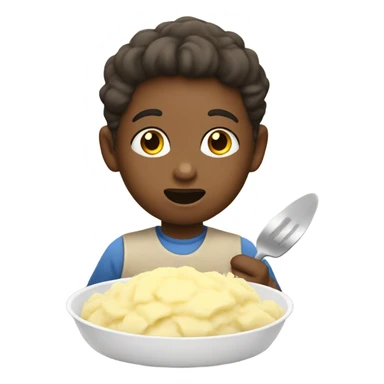The child eats mashed potatoes sticker