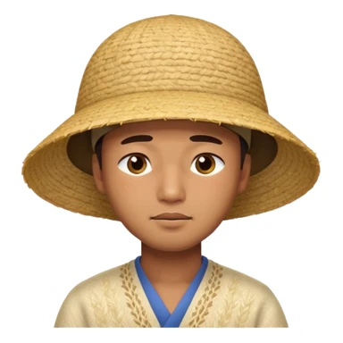 Asian guy with a rice hat, eyes more closed sticker