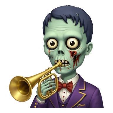 Zombie trumpeter – cracked trumpet, cheeks puffed, eerie parade feel. sticker