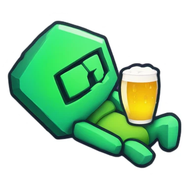 Geometry dash icon sleeping on a beer sticker