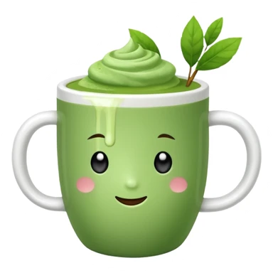 Make a cup of match tea in a mug with a bow on it no  face and white mug sticker