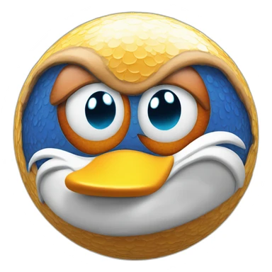 3d sphere with a cartoon spotted podzol Donald Duck skin texture with ugly eyes sticker
