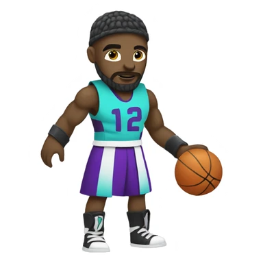 White skin Gladiator playing basketball wearing black Aqua purple sticker