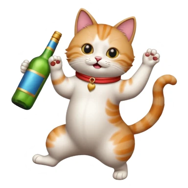 Cat dancing with a bottle of alcohol sticker