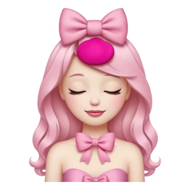 emoji coquette with a pink bow, closed eyes, confident smile, soft aesthetic



 sticker