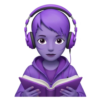 purple open written in journal with purple headphones on top sticker