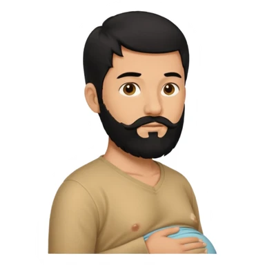 pregnant man with black beard and hair, side view sticker