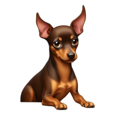 Miniature Pinscher, brown coat, marketing maestro, persuasive skills, developer ingenuity, god-like aura, conquer market. sticker
