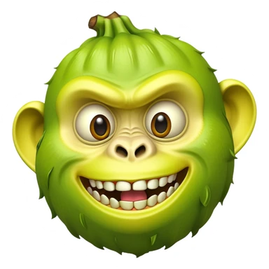 A peeled banana body with a lime green gorilla head showing teeth and expressive eyes sticker