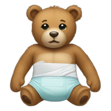 Teddy bear wearing dispisable diaper sticker