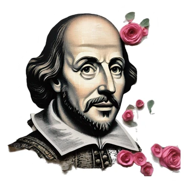 Shakespeare made of newspaper cuttings 420 roses flowers sticker