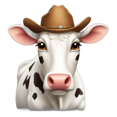 beautiful cow with a hat cowboy sticker