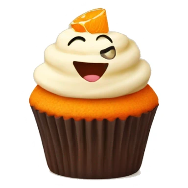 Orange cupcake with a happy face  sticker