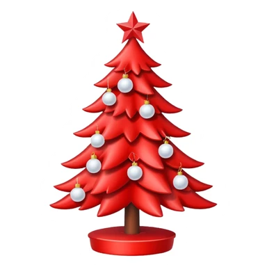 red Christmas tree with white star and white Christmas balls sticker