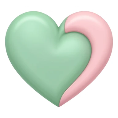 A half pastel green half pastel pink heart sticker