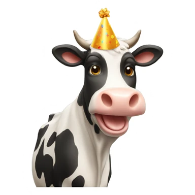 cow celebrating a birthday sticker