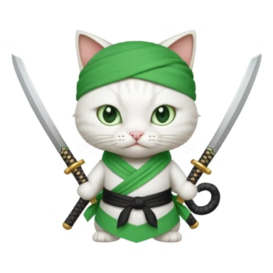 un gato blanco con reeferencia a roroa zoro sticker