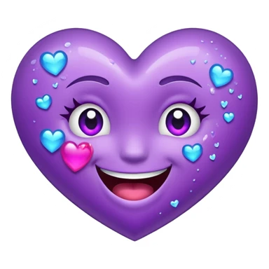 Glittery purple heart that's sideways laughing, tears of joy sticker
