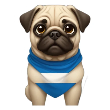 pug holding a big finland flag sticker