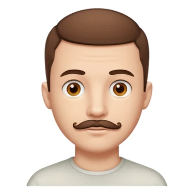 Pale man with short buzz cut brown hair with chin beard and mustache brown eyes sticker