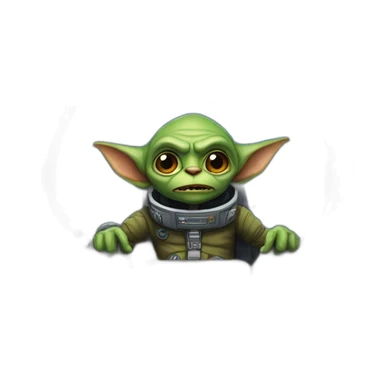 A goblin in a cockpit of a spaceship sticker