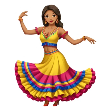 Colombian salsa dancer in colorful dress, dancing with passionate movement, traditional Colombian style sticker