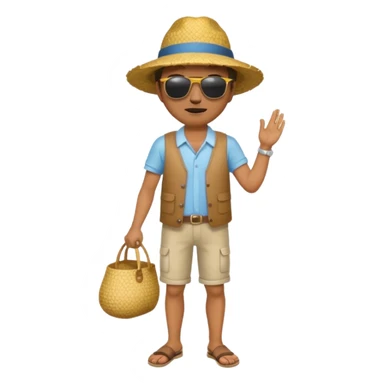 full body man with straw hat sticker