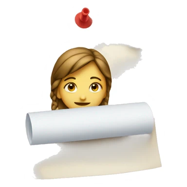 A girl marking a paper sticker