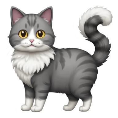 full body half dark grey and half white cat with white front legs sticker