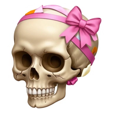 A skull with a small pink ribbon on the side of its head sticker
