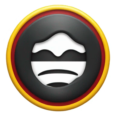 a wavy black and red rectangle with a yellow circle in the middle sticker