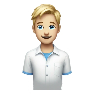 smiling boy in white shirt whit blue eyes sticker