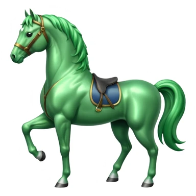 Green horse stands up with two feets facing left  sticker
