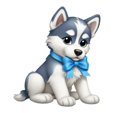 Husky puppy with blue bow sticker