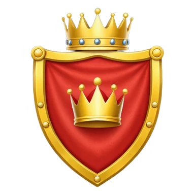 red flag with a crown over a shield formed with a yellow chains sticker