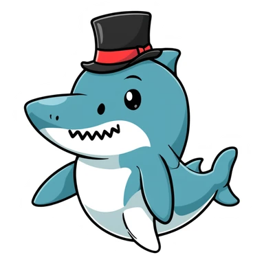 shark wearing a top hat sticker