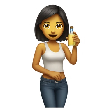a girl drinking a bottle of tequila sticker
