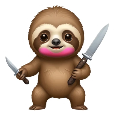 Cute sloth with knife sticker