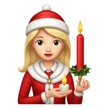 woman holding christmass ornamented candle sticker