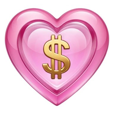 Pink heart shaped crystal with a $ carved in the center of the crystal.Pink heart shaped crystal with a $ carved in the center of the crystal. sticker