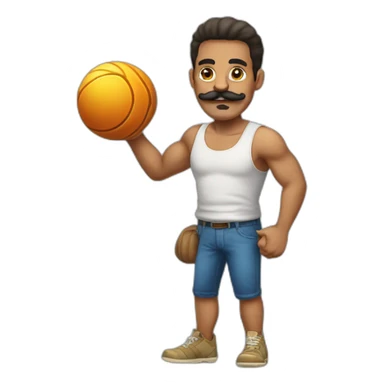 Cuban Man with mustache strenuously carrying heavy balls sticker