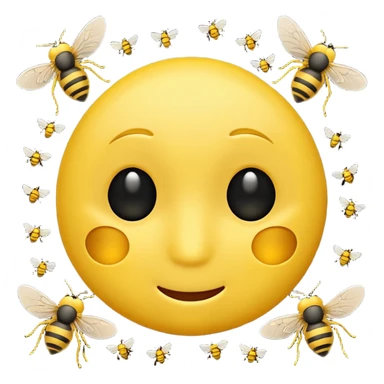 😊🥺 these emojis but with flies around it and its happy yellow face emoji black eyes sticker