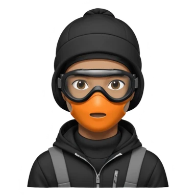 skier with black goggles hoodie and face mask looking stylish like an underground rapper. I said mask pls no face showing. Only eyes showing  sticker