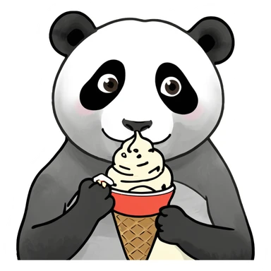 Panda eating ice cream sticker