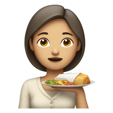 Sleepy woman with food sticker