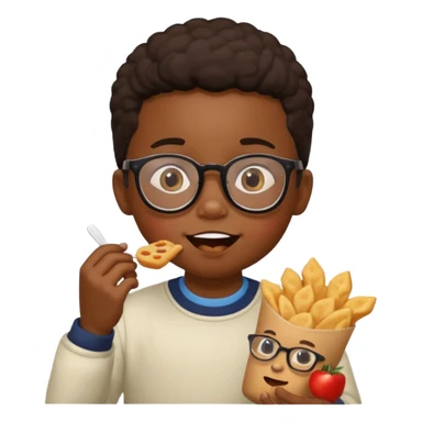 snack holding black kid with glasses on eyes sticker