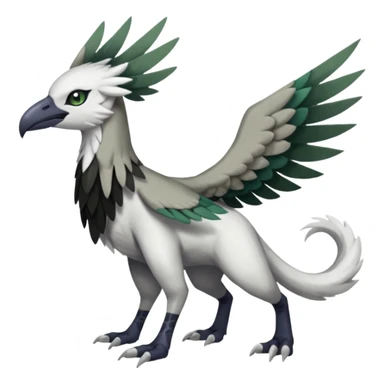 Shiny Black Grey White and Dark-Green Trico-Skarmory-Silvally-Skiddo-Sprigatito-Absol-fusion (full body) sticker