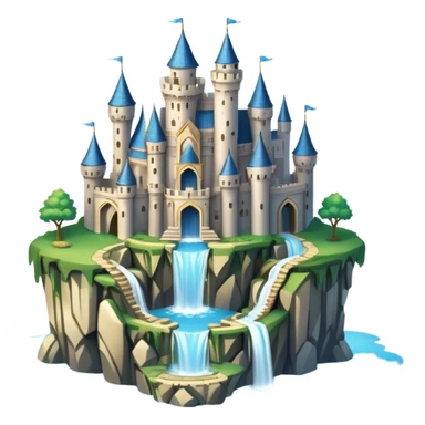 Fantasy castle on a floating island with waterfalls sticker